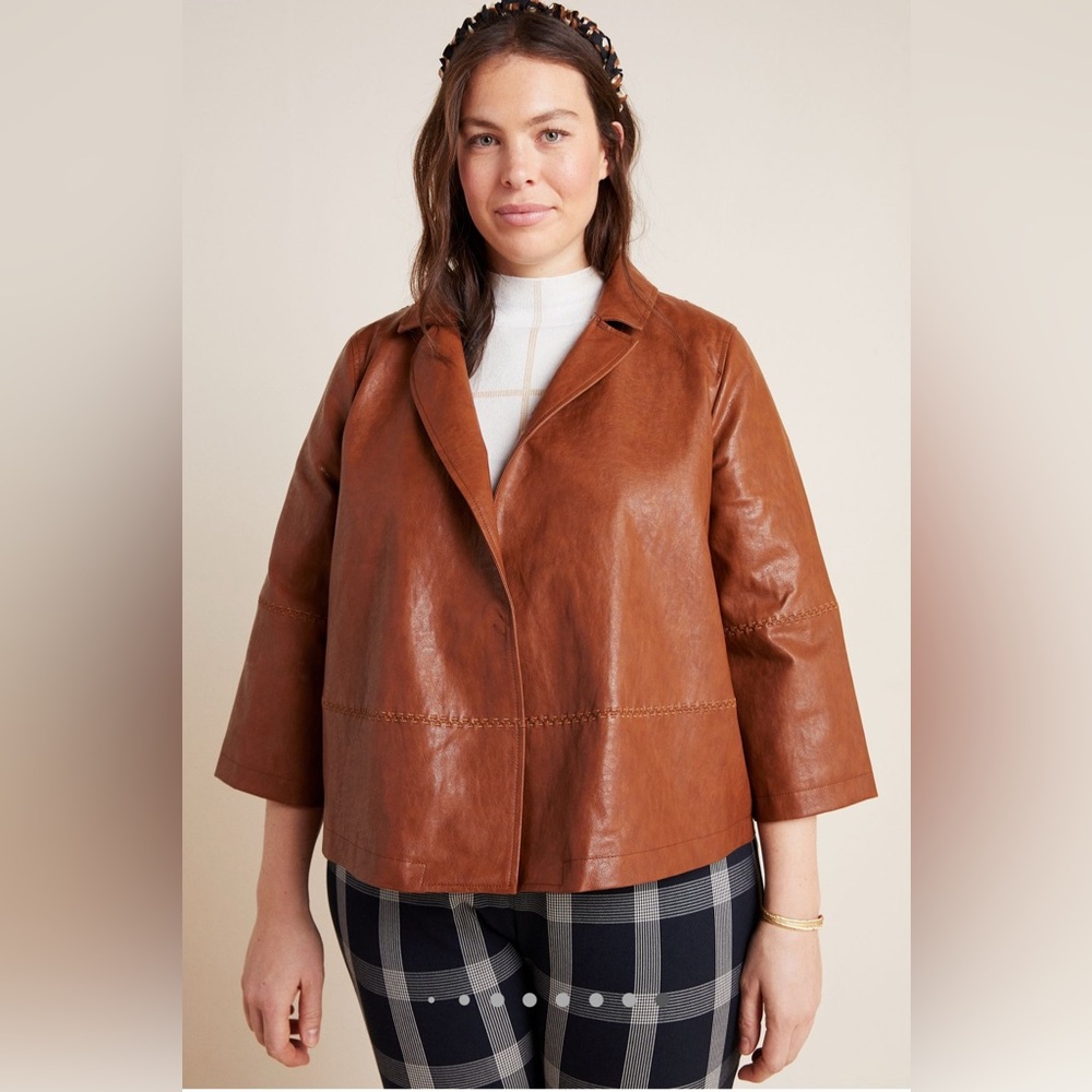 Hayden Embroidered Faux Leather Jacket in Bronze